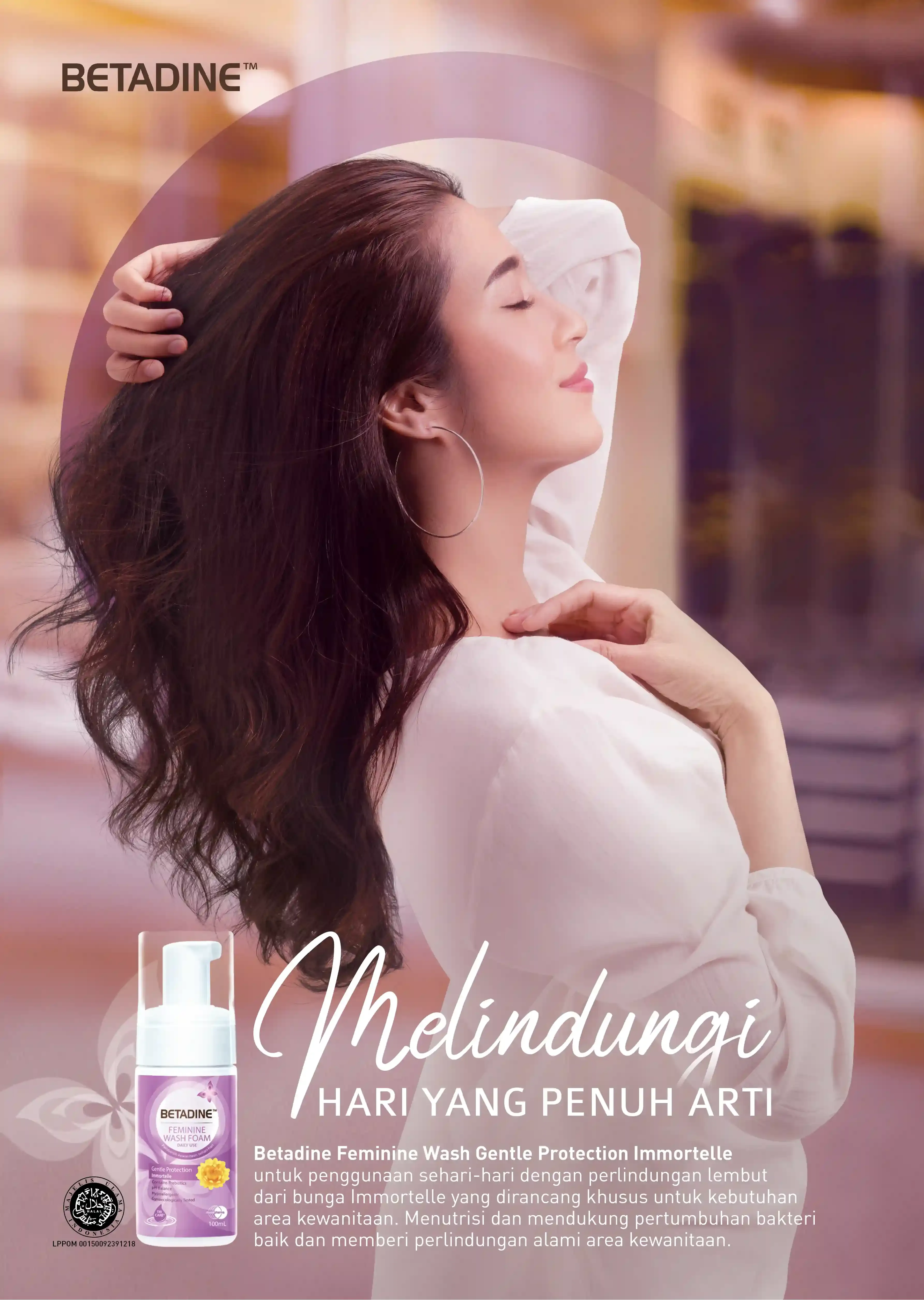 Betadine Key Visual Feminine Wash Foam Spray Use Poster