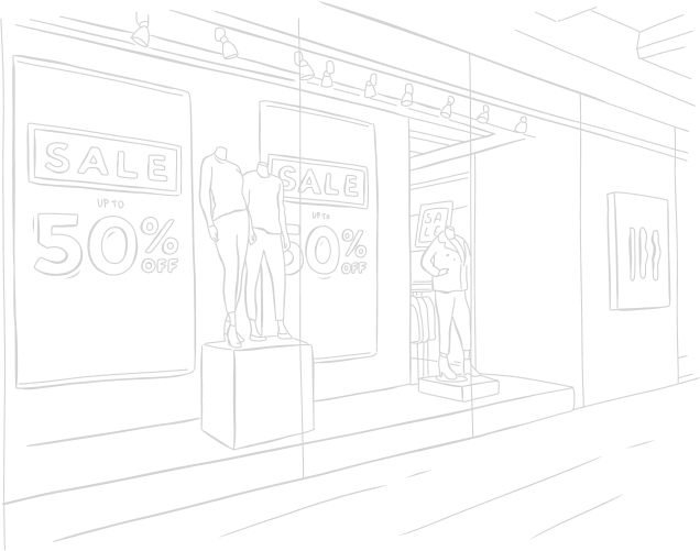Sketch of a retail store's front display