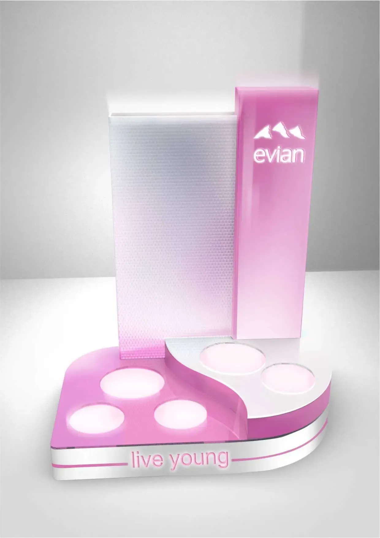 Evian empty checkout counter display