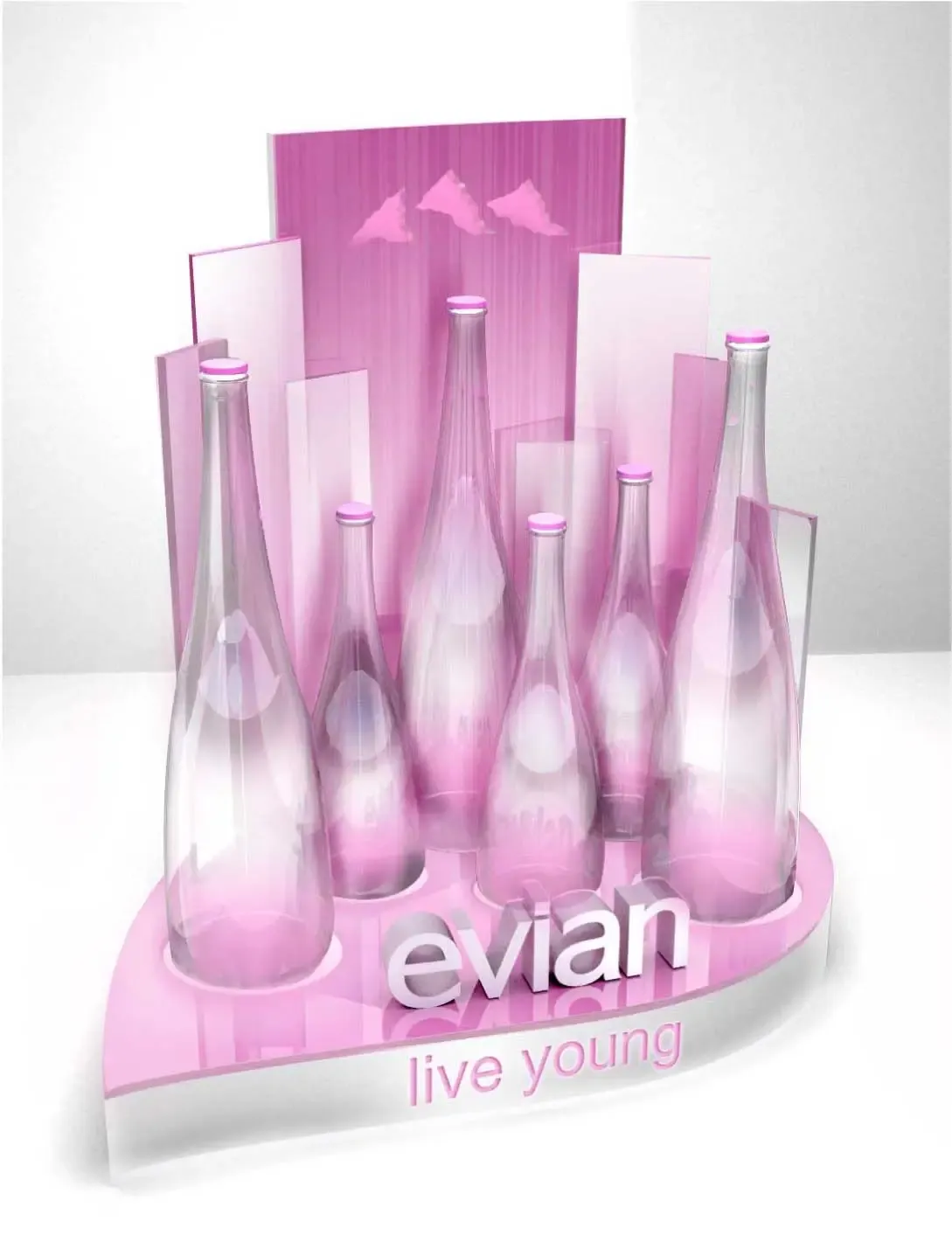 Evian filled checkout counter display