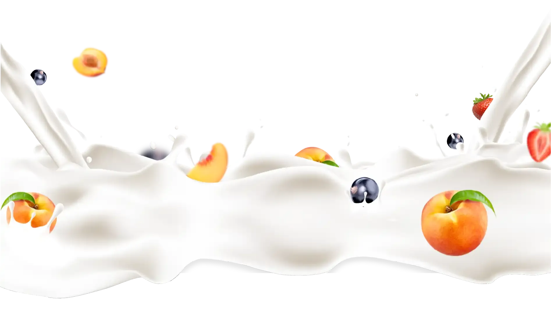 Fruits splashing with milk