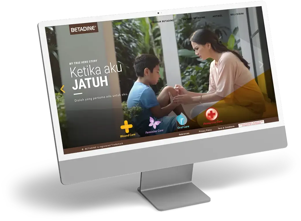 Monitor previewing Betadine homepage