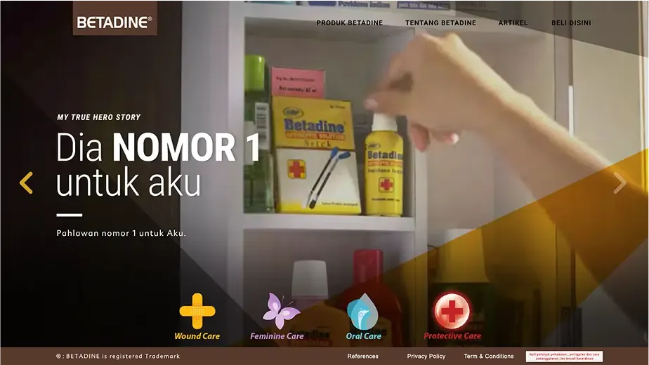 Second slide of Betadine website homepage