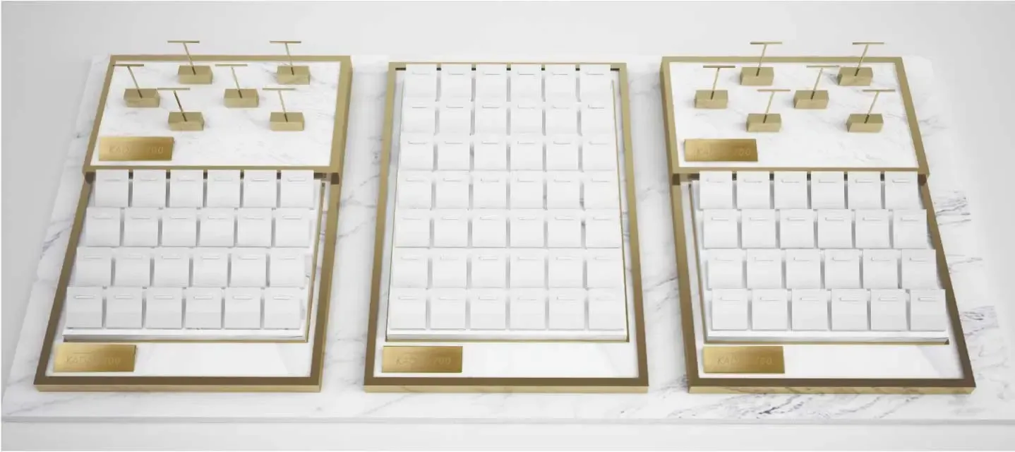 Hala Gold pendants and earings display