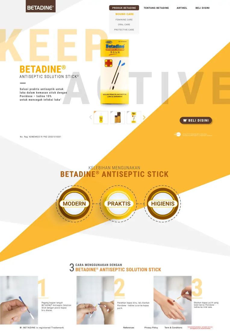 Betadine Antiseptic Solution Stick Cleanser UI