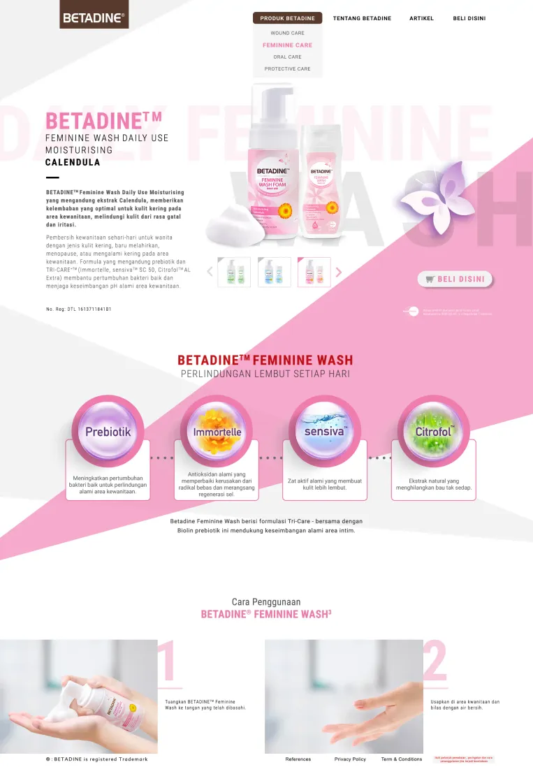 Betadine Feminine Wash Daily Use Moisturising Candula UI